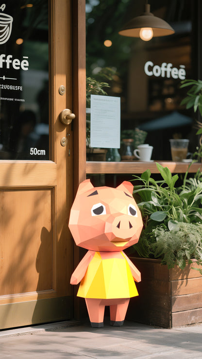 DIY 3D Paper Animal Pig with Skirt Model Kit - Handcrafted Home & Table Decor, Creative Craft Project, Party Supplies & Gift for Kids and Adults