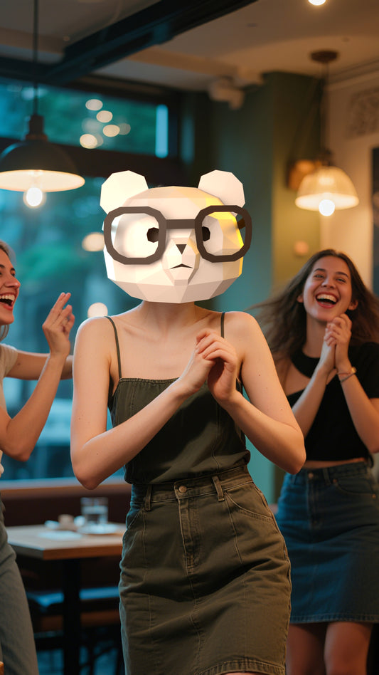 DIY Animal White Bear Paper Masks for Costume Halloween Christmas Party Supplies Cosplay Holiday