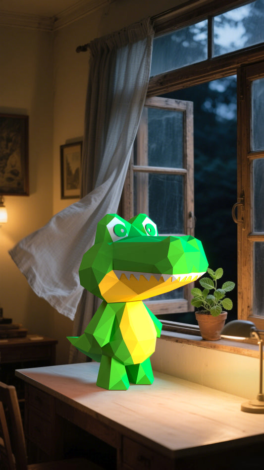DIY Animal Crocodile Paper Models Home Table Decor for Costume Halloween Christmas Party Supplies Cosplay Holiday