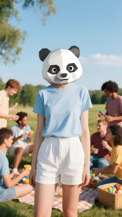 DIY Animal Panda Paper Masks for Costume Halloween Christmas Party Supplies Cosplay Holiday