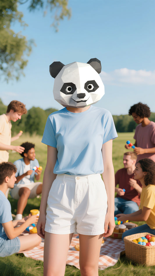 DIY Animal Panda Paper Masks for Costume Halloween Christmas Party Supplies Cosplay Holiday