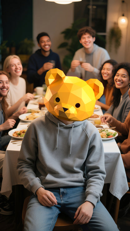 DIY Animal Baby Bear Paper Masks for Costume Halloween Christmas Party Supplies Cosplay Holiday