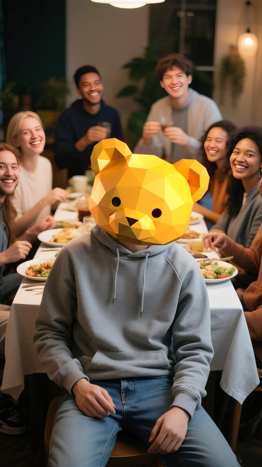 DIY Animal Baby Bear Paper Masks for Costume Halloween Christmas Party Supplies Cosplay Holiday