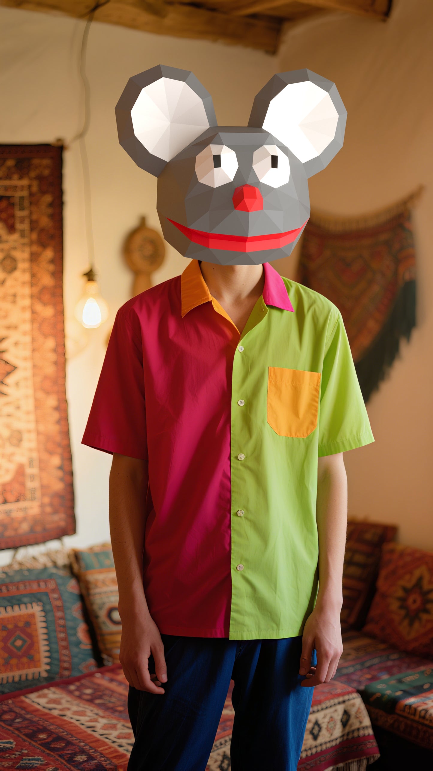 DIY Animal Rat Paper Masks for Costume Halloween Christmas Party Supplies Cosplay Holiday