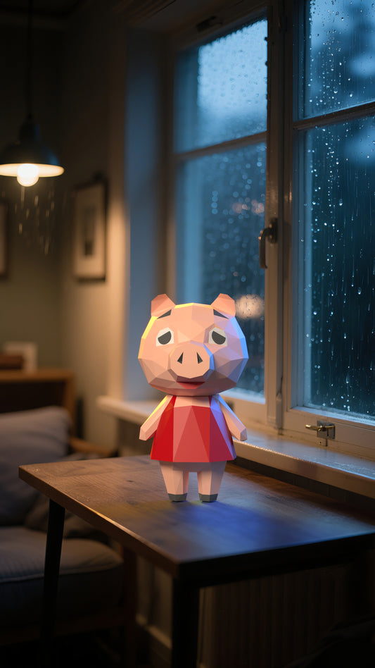 DIY 3D Paper Animal Pig with Skirt Model Kit - Handcrafted Home & Table Decor, Creative Craft Project, Party Supplies & Gift for Kids and Adults