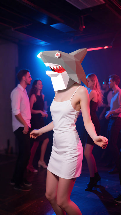 DIY Animal Shark Paper Masks for Costume Halloween Christmas Party Supplies Cosplay Holiday