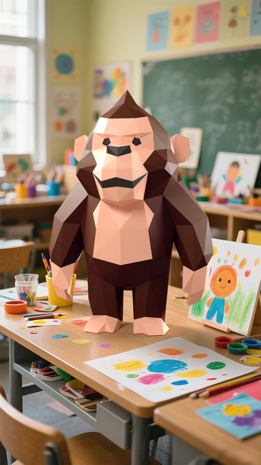 DIY 3D Paper Animal Gorilla Model Kit - Handcrafted Home & Table Decor, Creative Craft Project, Party Supplies & Gift for Kids and Adults