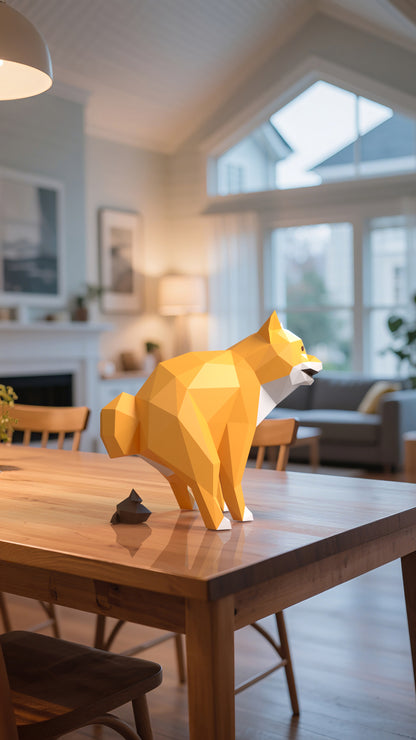 DIY 3D Paper Animal Shiba Inu Model Kit - Handcrafted Home & Table Wall Art Decor, Creative Craft Project, Party Supplies & Gift for Kids and Adults