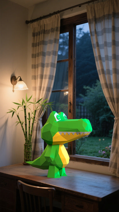DIY Animal Crocodile Paper Models Home Table Decor for Costume Halloween Christmas Party Supplies Cosplay Holiday