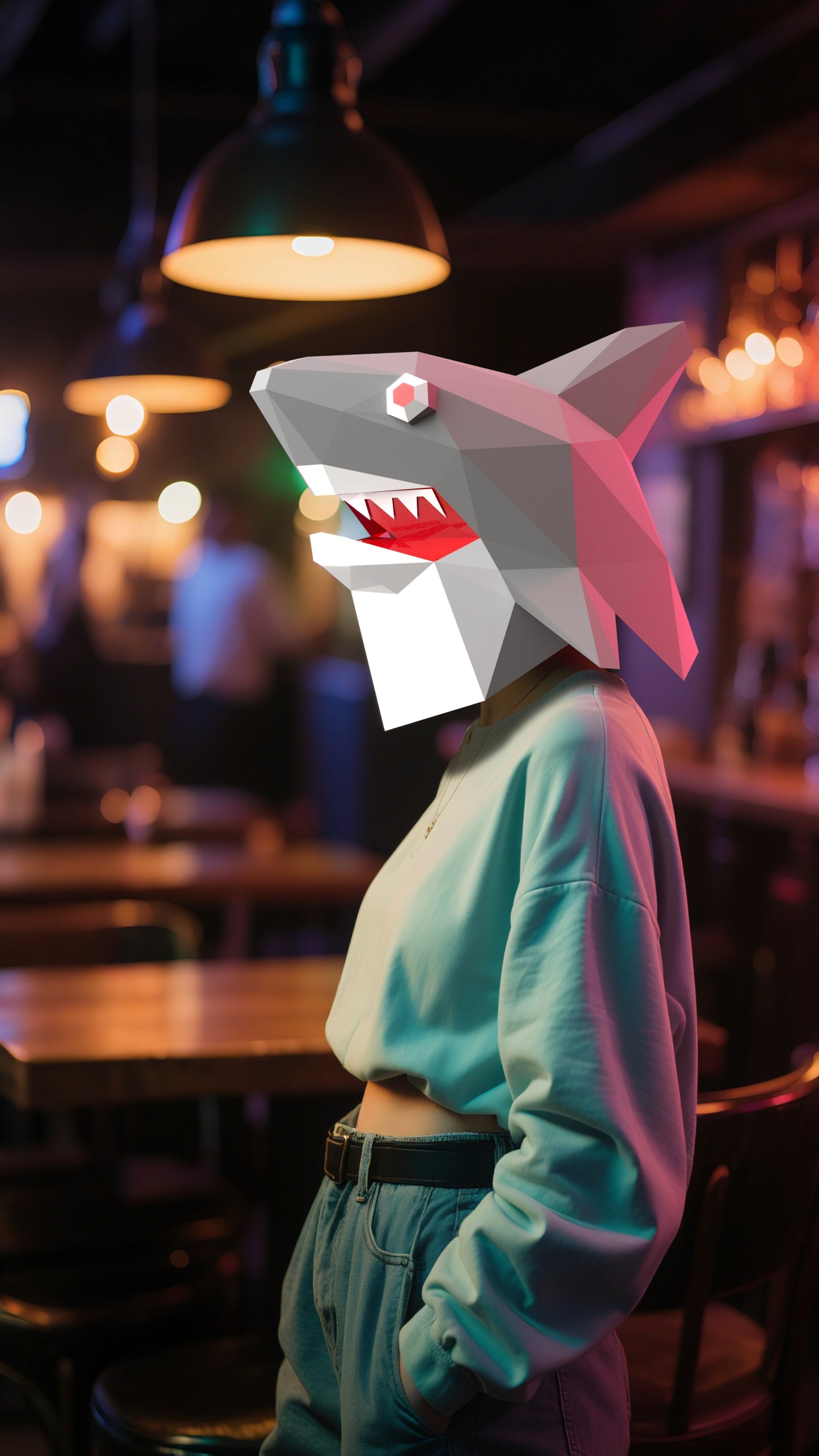 DIY Animal Shark Paper Masks for Costume Halloween Christmas Party Supplies Cosplay Holiday