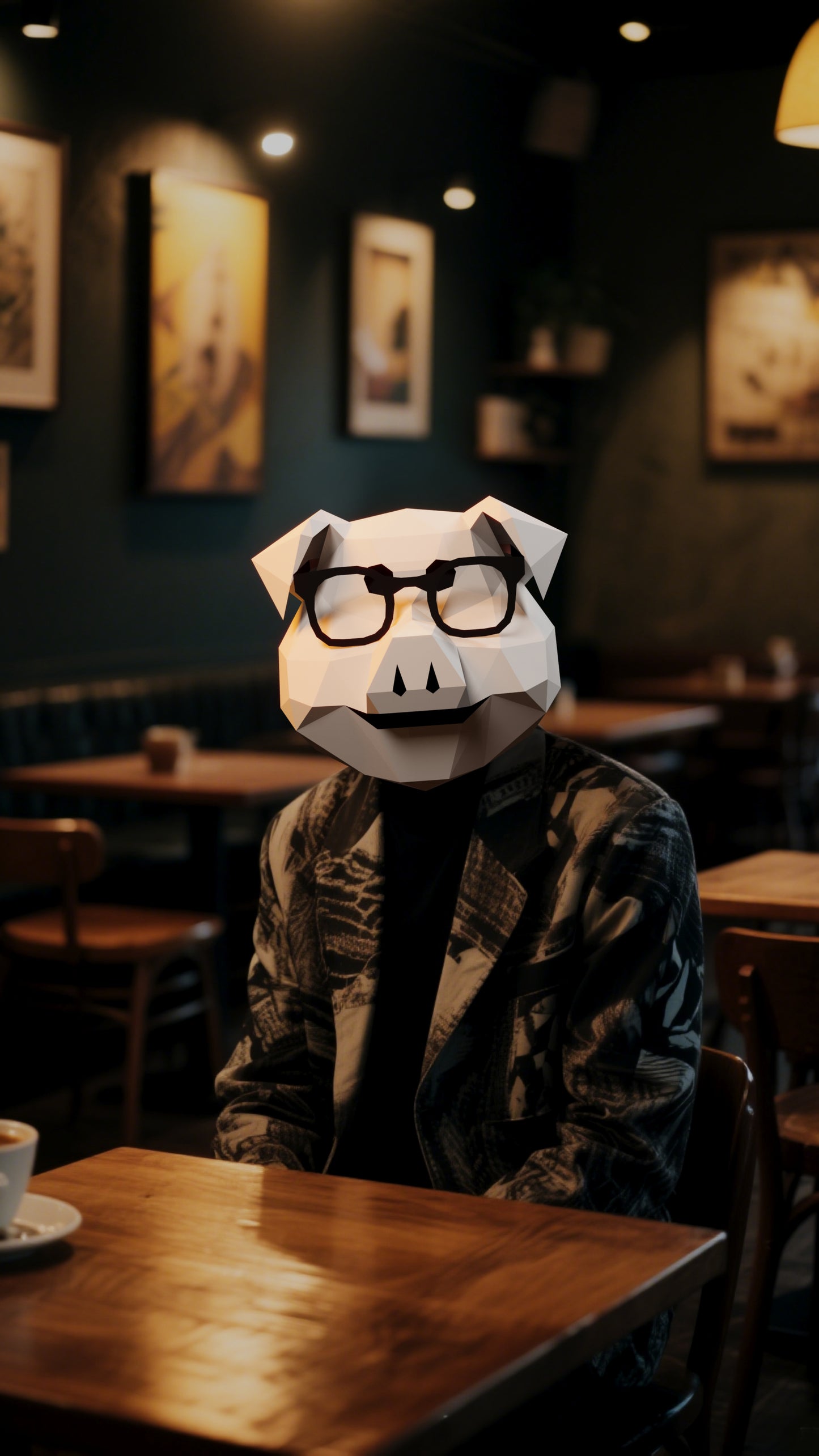 DIY Animal Pig with Glasses Paper Masks for Costume Halloween Christmas Party Supplies Cosplay Holiday