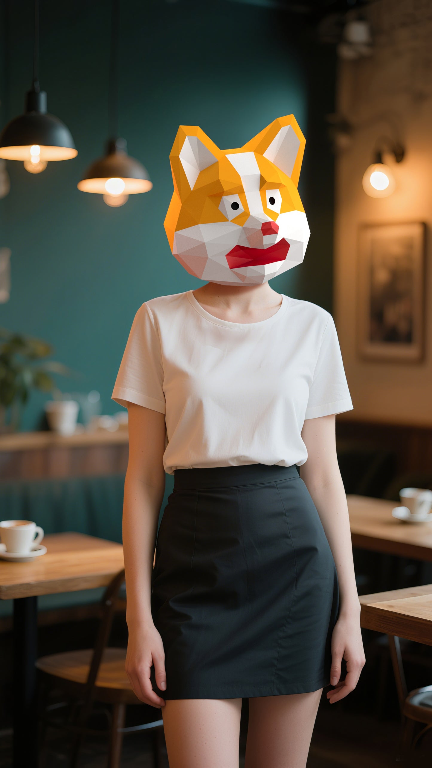 DIY Animal Corgi Dog Puppy Paper Masks for Costume Halloween Christmas Party Supplies Cosplay Holiday
