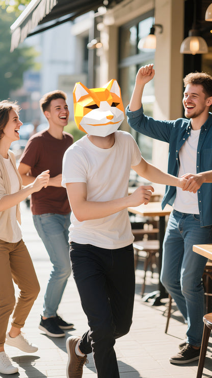 DIY Animal Fox Paper Masks for Costume Halloween Christmas Party Supplies Cosplay Holiday