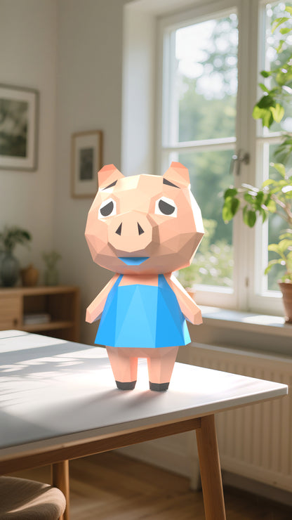 DIY 3D Paper Animal Pig with Skirt Model Kit - Handcrafted Home & Table Decor, Creative Craft Project, Party Supplies & Gift for Kids and Adults