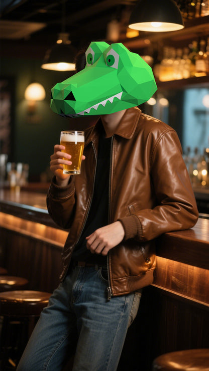 DIY Animal Crocodile with Hat Paper Masks for Costume Halloween Christmas Party Supplies Cosplay Holiday