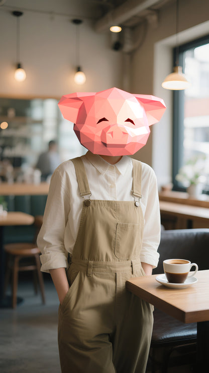 DIY Animal Pig Horse Paper Masks for Costume Halloween Christmas Party Supplies Cosplay Holiday