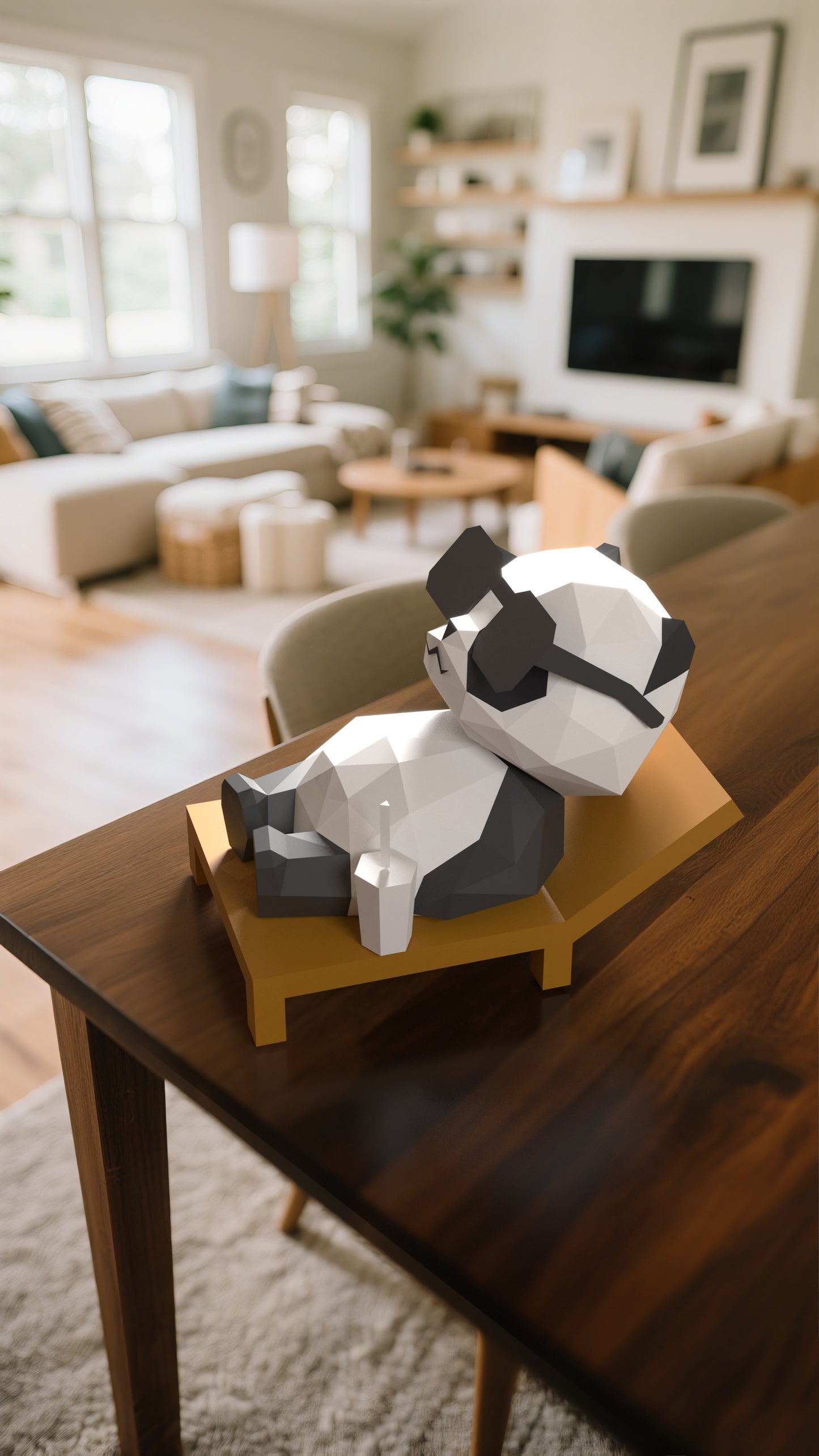 DIY 3D Paper Animal Sleeping Panda Model Kit - Handcrafted Home & Table Wall Art Decor, Creative Craft Project, Party Supplies & Gift for Kids and Adults