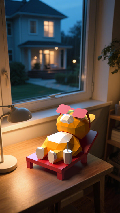 DIY 3D Paper Animal Sleeping Bear Model Kit - Handcrafted Home & Table Wall Art Decor, Creative Craft Project, Party Supplies & Gift for Kids and Adults (Copy)