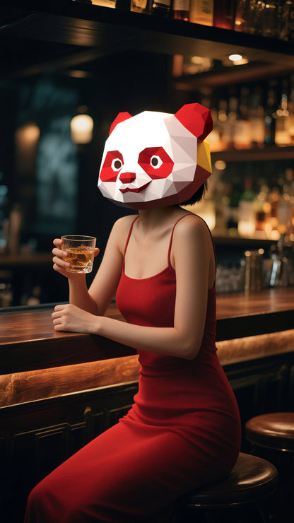 DIY Animal Panda Paper Masks for Costume Halloween Christmas Party Supplies Cosplay Holiday