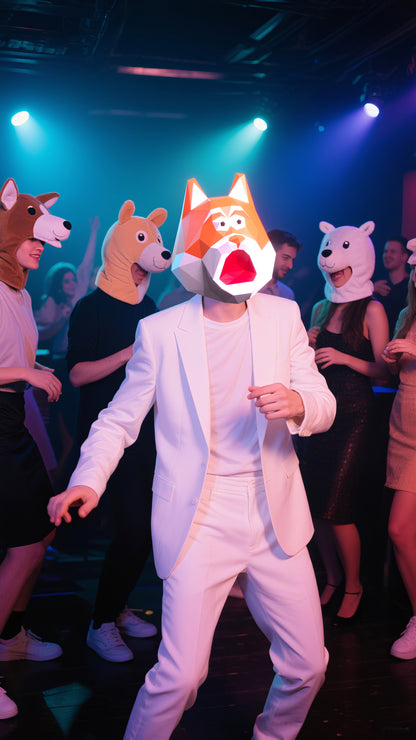 DIY Animal Husky Paper Masks for Costume Halloween Christmas Party Supplies Cosplay Holiday (Copy)