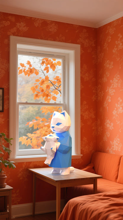 DIY 3D Paper Animal Cat Hug Rat Model Kit - Handcrafted Home & Table Decor, Creative Craft Project, Party Supplies & Gift for Kids and Adults