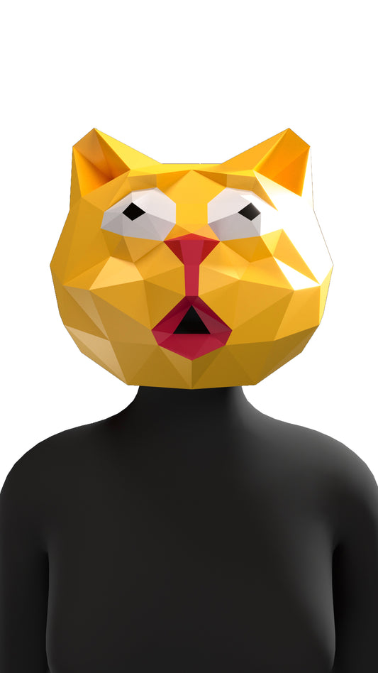 DIY Animal Staring Kitten Cat Paper Masks for Costume Halloween Christmas Party Supplies Cosplay Holiday