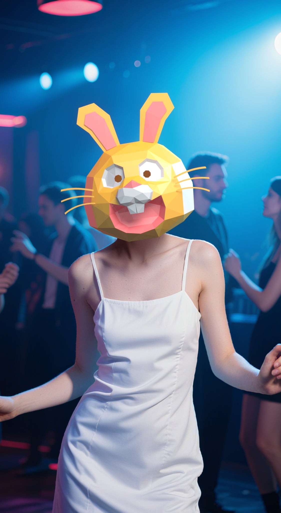 DIY Animal Laughing Bunny Rabbit Paper Masks for Costume Halloween Christmas Party Supplies Cosplay Holiday