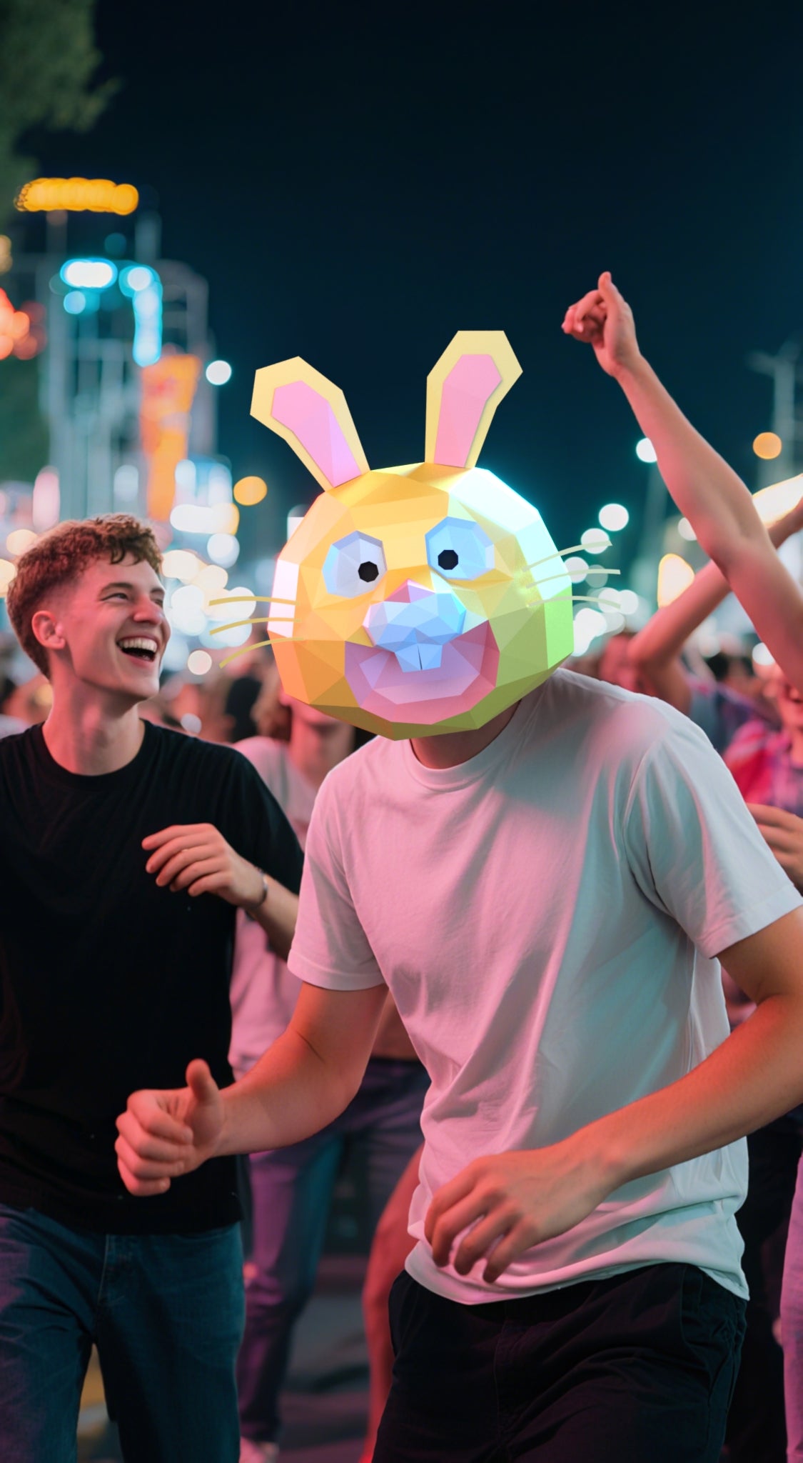 DIY Animal Laughing Bunny Rabbit Paper Masks for Costume Halloween Christmas Party Supplies Cosplay Holiday
