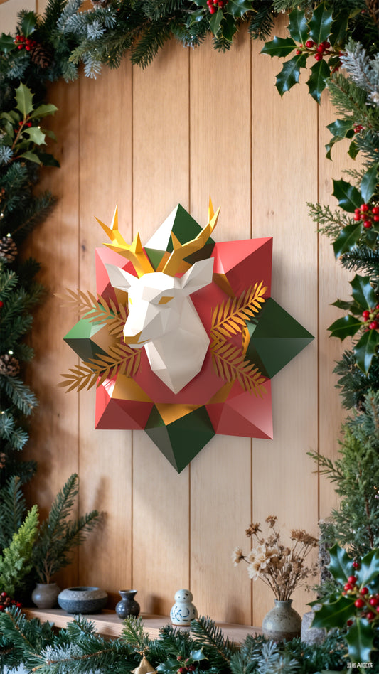 Origami Wall Hanging, Christmas Paper Star DIY Wall Art for Home Door Decor, Handmade Holiday Room Decorations for Seasonal Indoor Wall Décor